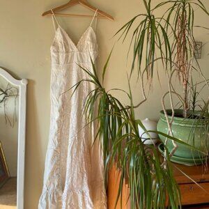 Vintage 1970s bohemian white lace wedding dress - minimalist 70s extra small